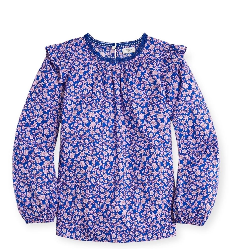 J.Crew Long-sleeve ruffle-shoulder top